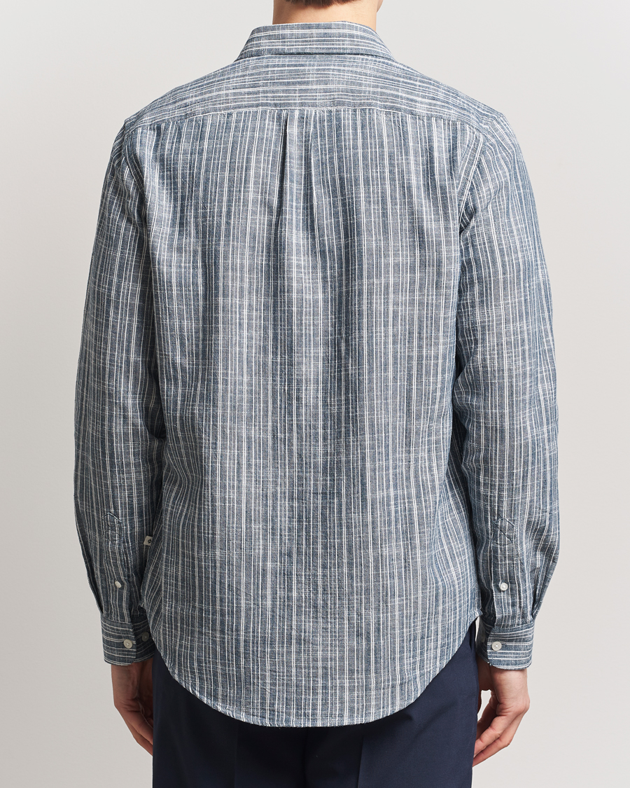 Herr | Skjortor | Samsøe Samsøe | Liam Cotton/Linen Striped Shirt Orion Blue