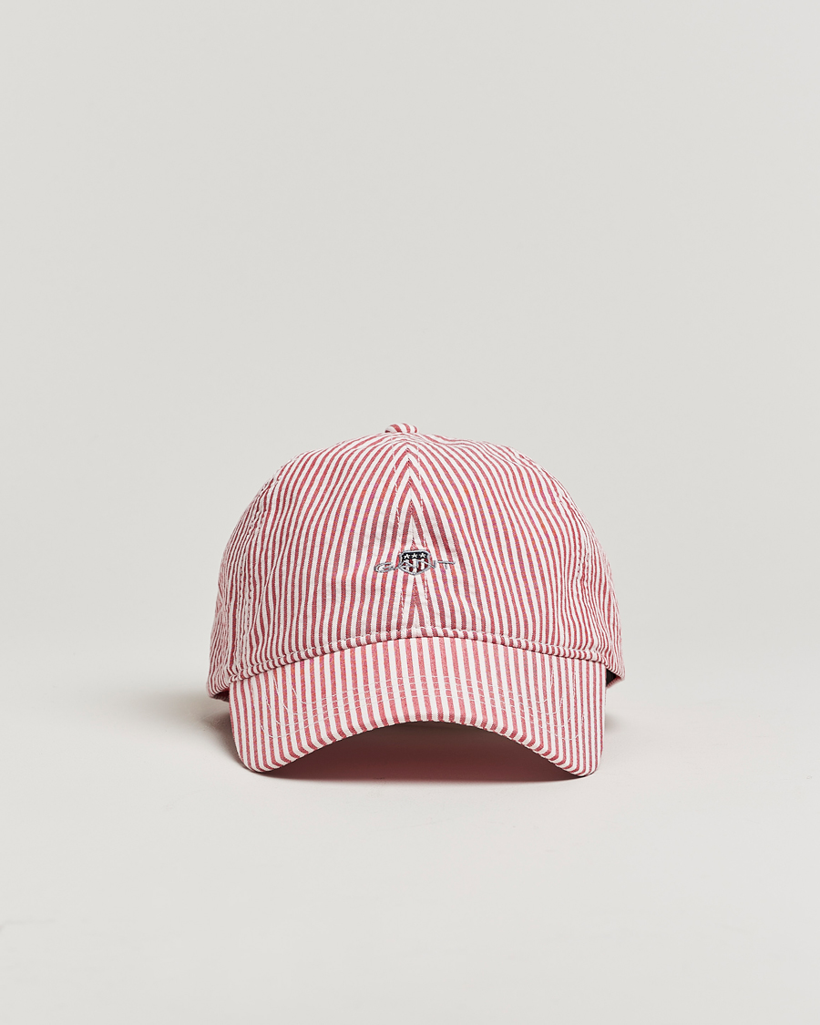 Herr | Hattar & kepsar | GANT | Striped Seersucker Cap Ruby Red