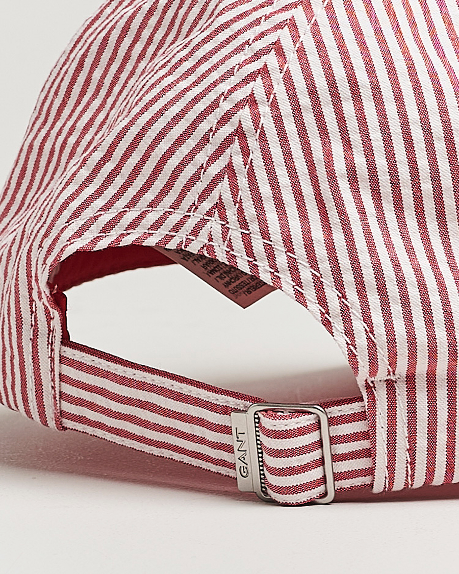 Herr | Hattar & kepsar | GANT | Striped Seersucker Cap Ruby Red
