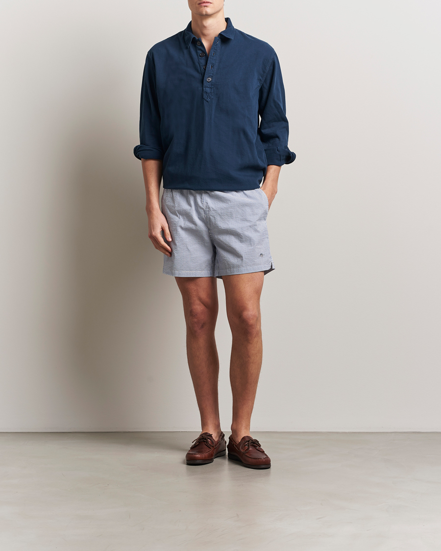 Herr | Badbyxor | GANT | Seersucker Swimshorts Rich Blue