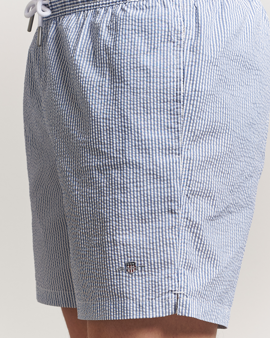 Herr | Badbyxor | GANT | Seersucker Swimshorts Rich Blue