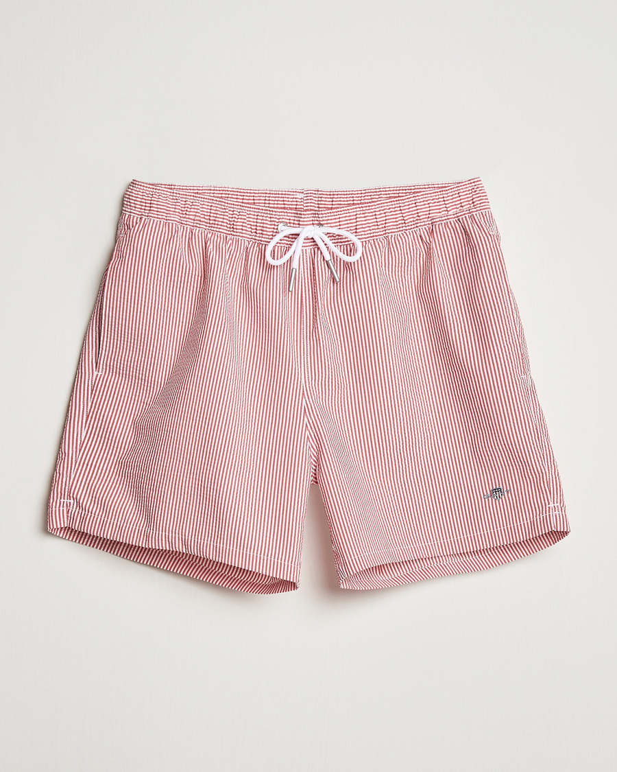 Herr | Badbyxor | GANT | Seersucker Swimshorts Ruby Red