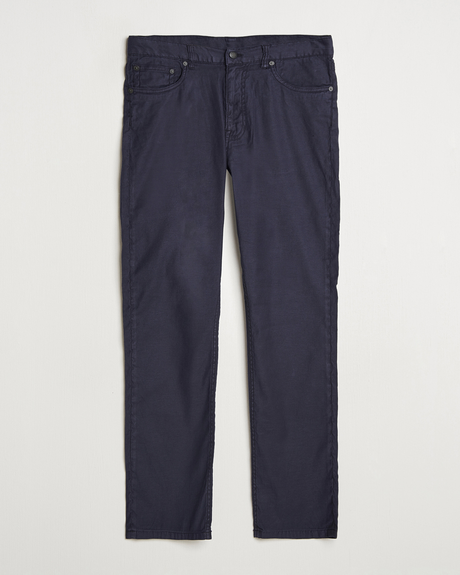 Herr | Byxor | GANT | Regular Cotton/Linen 5-Pocket Pants Evening Blue