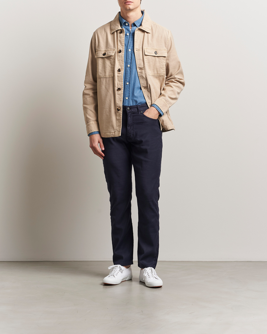 Herr | Byxor | GANT | Regular Cotton/Linen 5-Pocket Pants Evening Blue