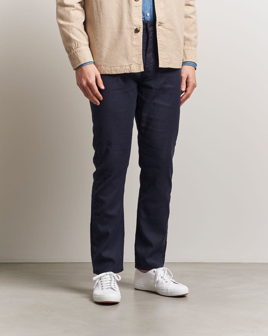 Herr | Byxor | GANT | Regular Cotton/Linen 5-Pocket Pants Evening Blue