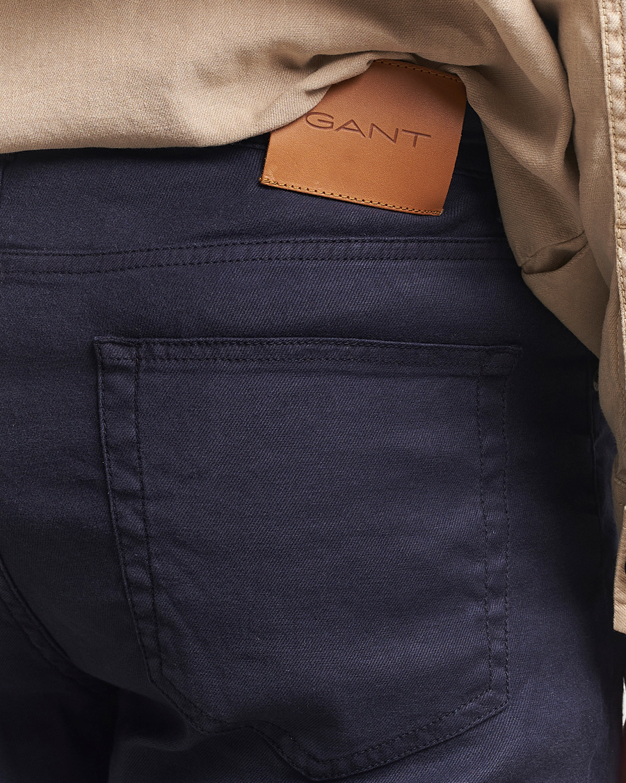 Herr | Byxor | GANT | Regular Cotton/Linen 5-Pocket Pants Evening Blue
