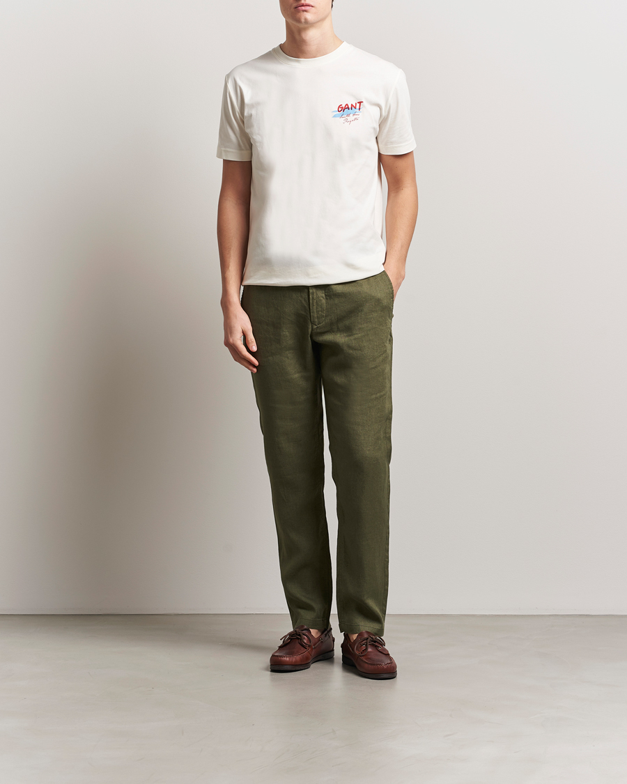 Herr | Byxor | Gant | Relaxed Linen Drawstring Pants Juniper Green