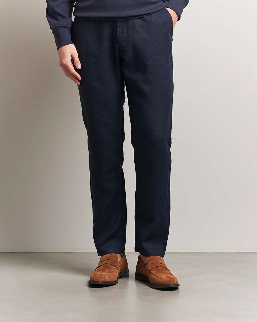 Herr | Byxor | GANT | Relaxed Linen Drawstring Pants Evening Blue