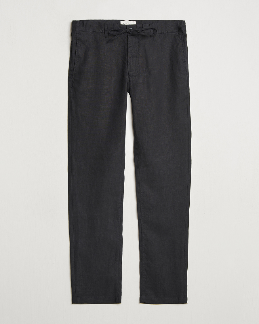 Herr | Byxor | GANT | Relaxed Linen Drawstring Pants Black