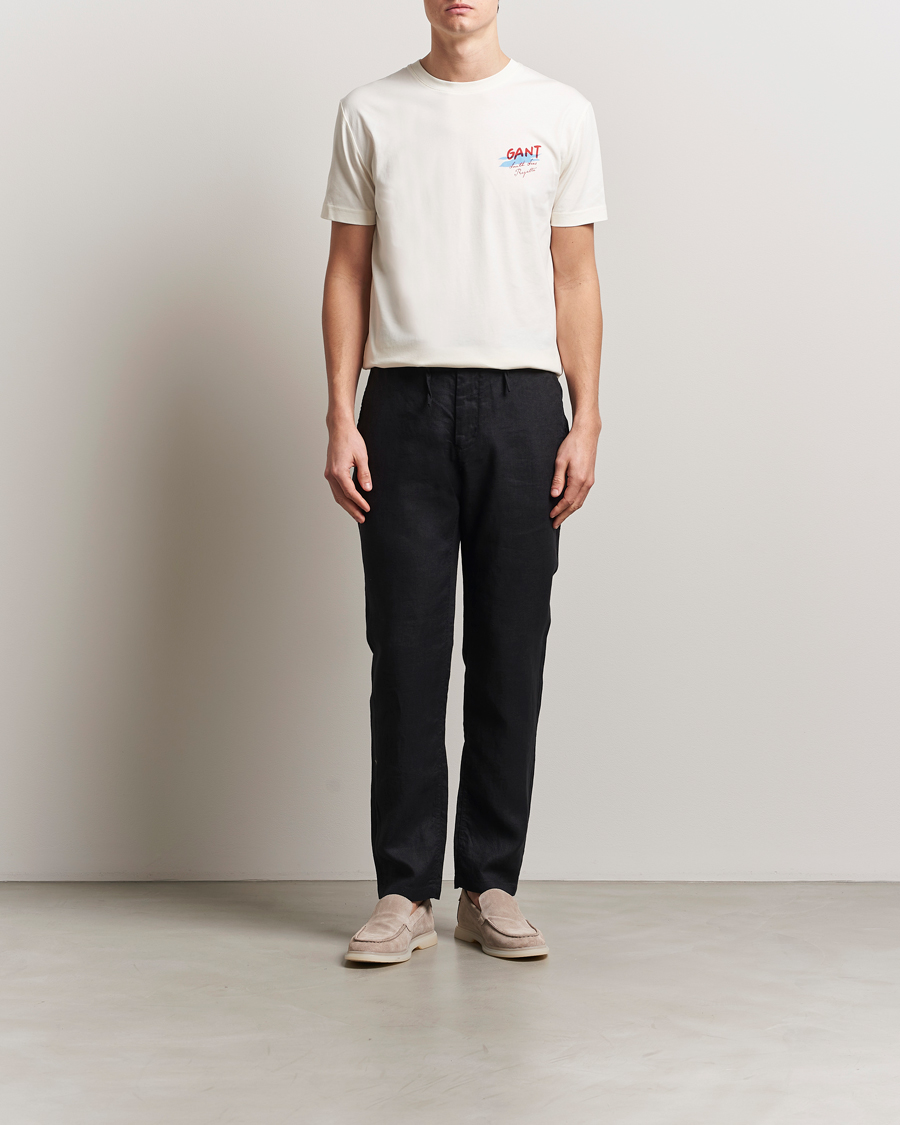 Herr | Byxor | GANT | Relaxed Linen Drawstring Pants Black