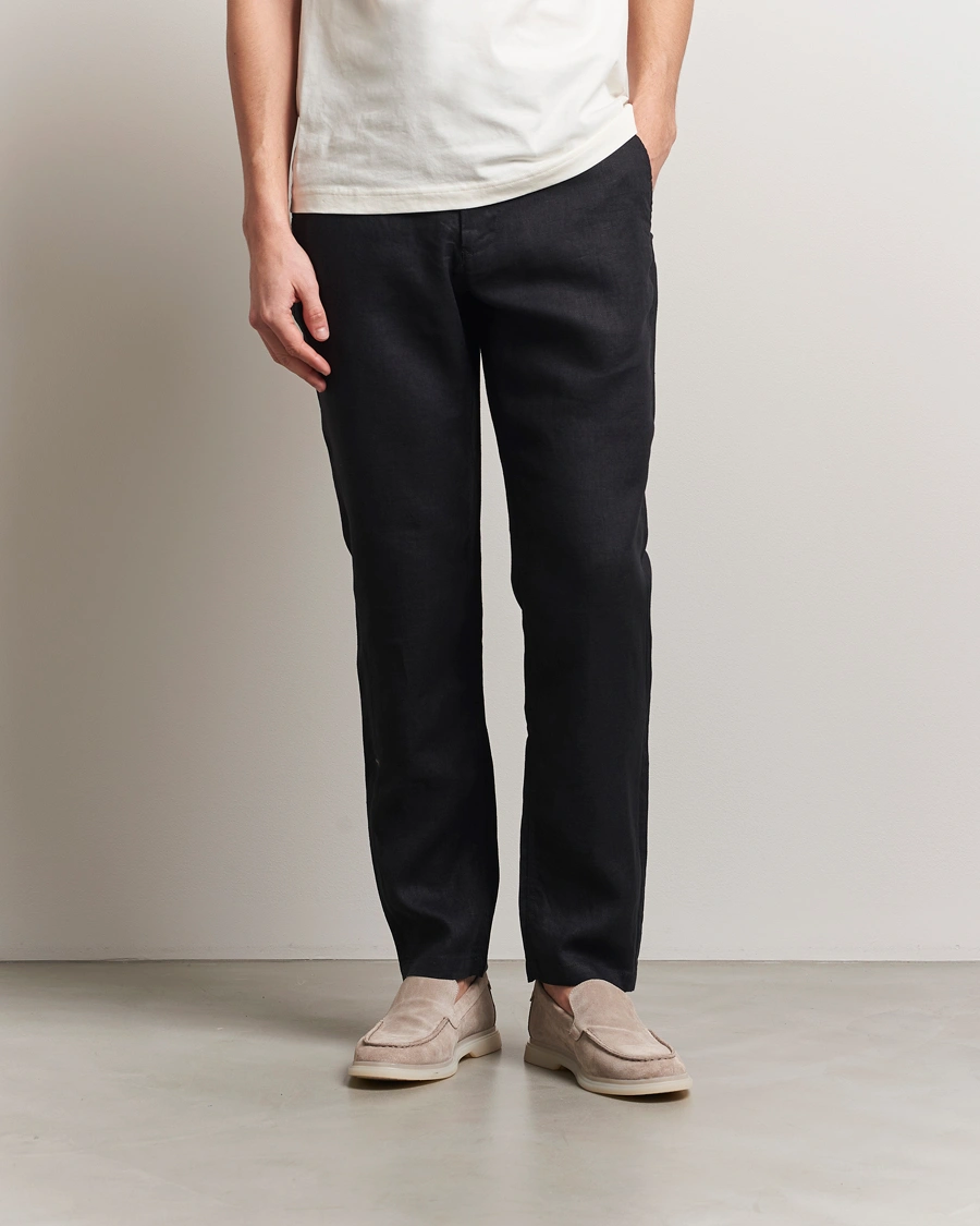 Herr | Byxor | GANT | Relaxed Linen Drawstring Pants Black