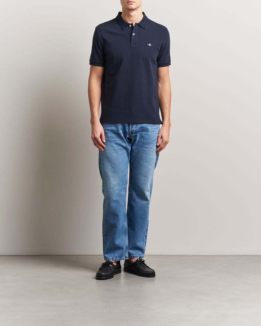 Herr | Pikéer | GANT | Textured Polo Evening Blue