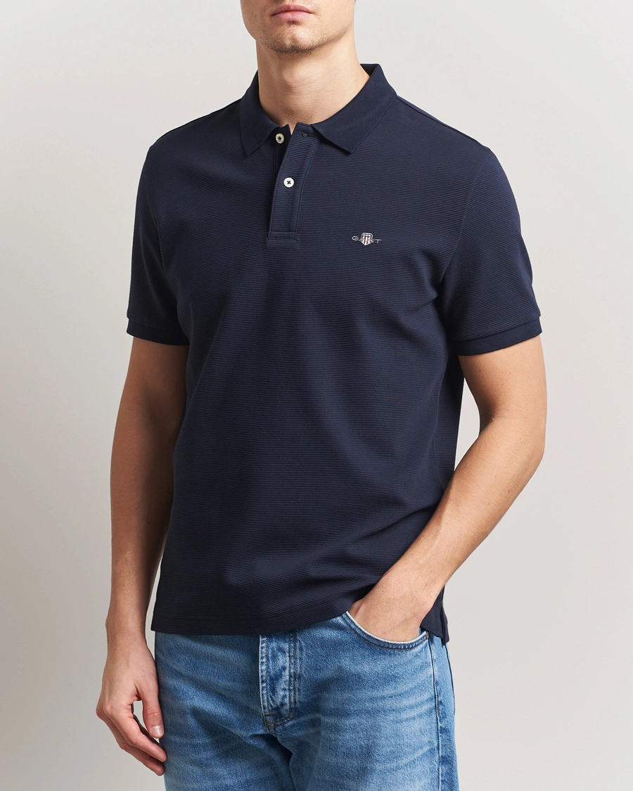 Herr | Pikéer | GANT | Textured Polo Evening Blue