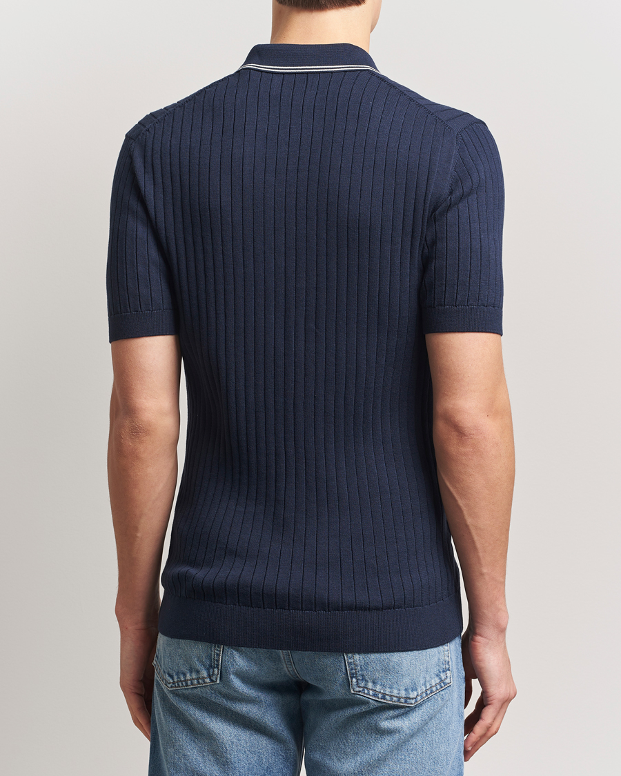 Herr | Pikéer | GANT | Ribbed Cotton Knitted Polo Evening Blue