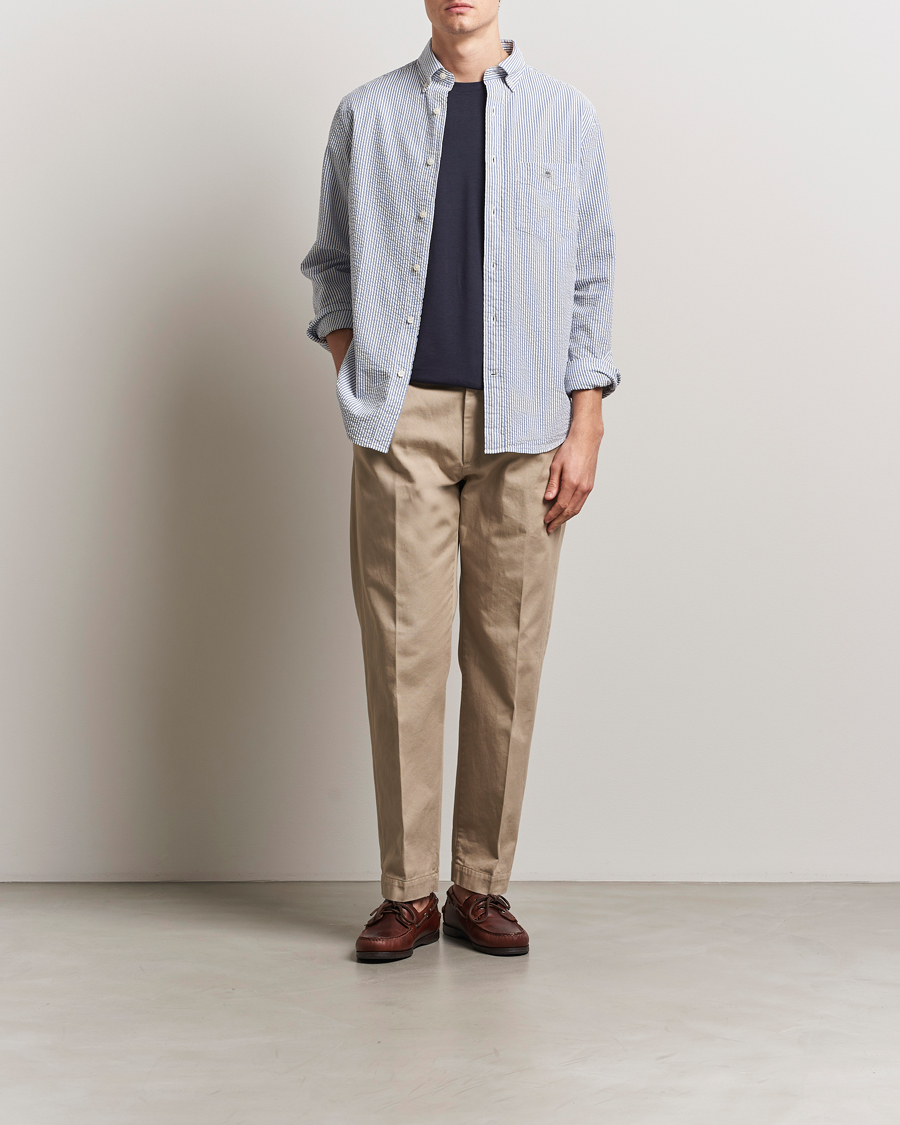 Herr | Skjortor | GANT | Regular Fit Striped Seersucker Shirt Rich Blue