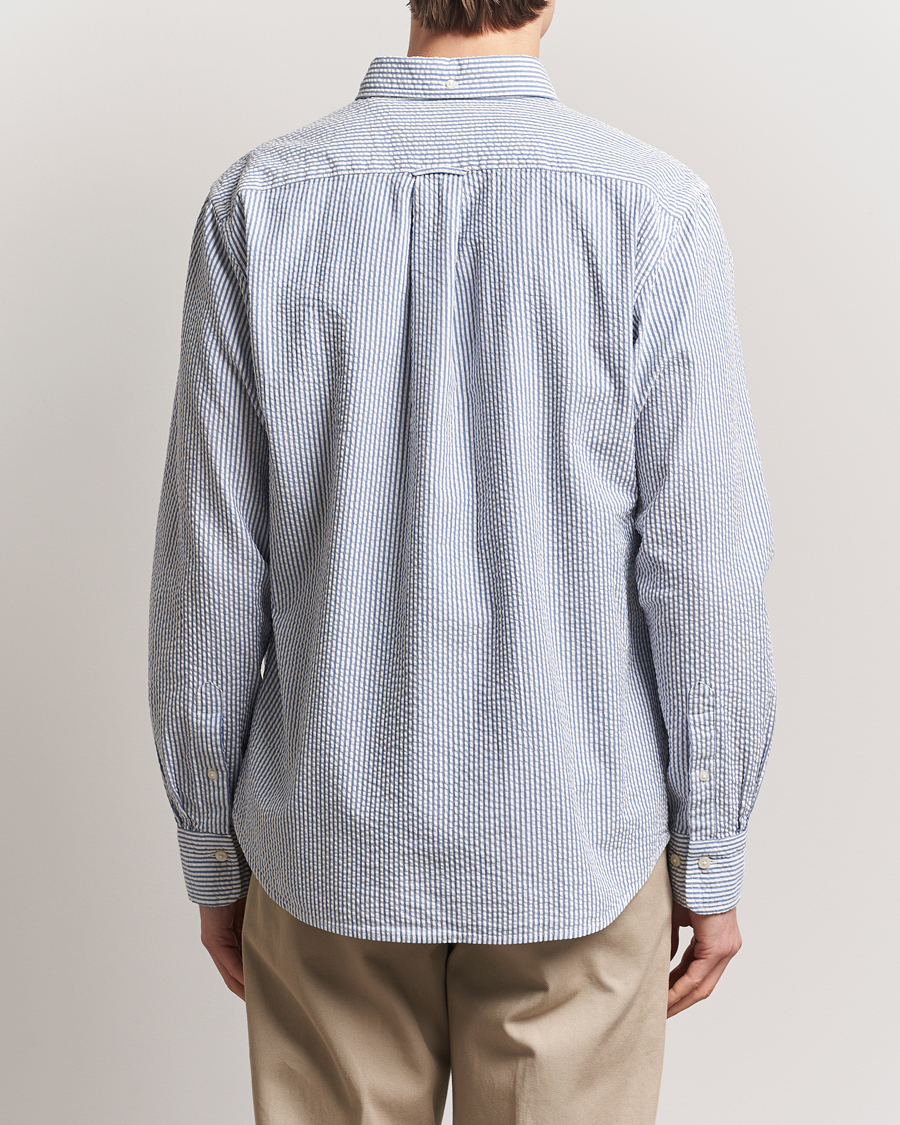 Herr | Skjortor | GANT | Regular Fit Striped Seersucker Shirt Rich Blue