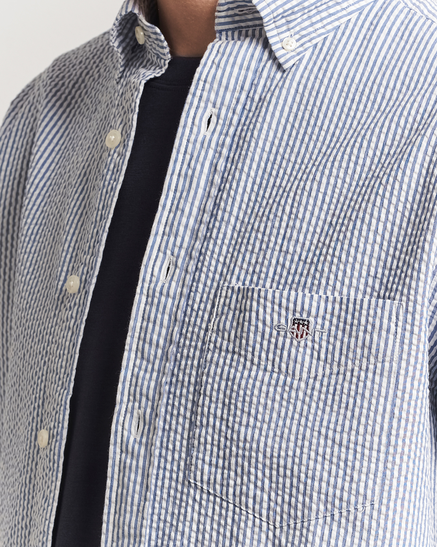 Herr | Skjortor | GANT | Regular Fit Striped Seersucker Shirt Rich Blue