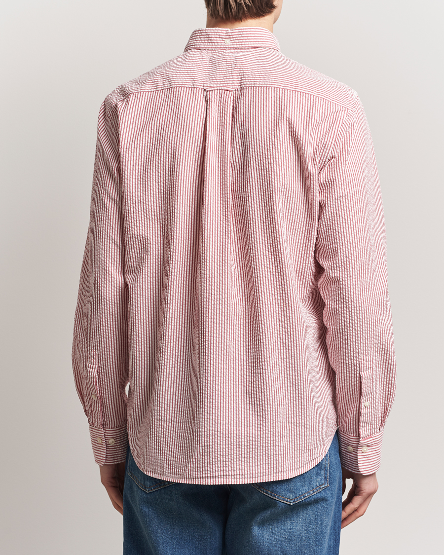 Herr | Skjortor | GANT | Regular Fit Striped Seersucker Shirt Ruby Red
