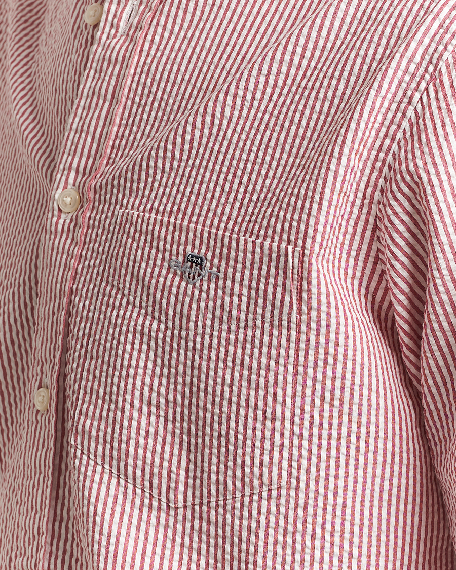 Herr | Skjortor | GANT | Regular Fit Striped Seersucker Shirt Ruby Red