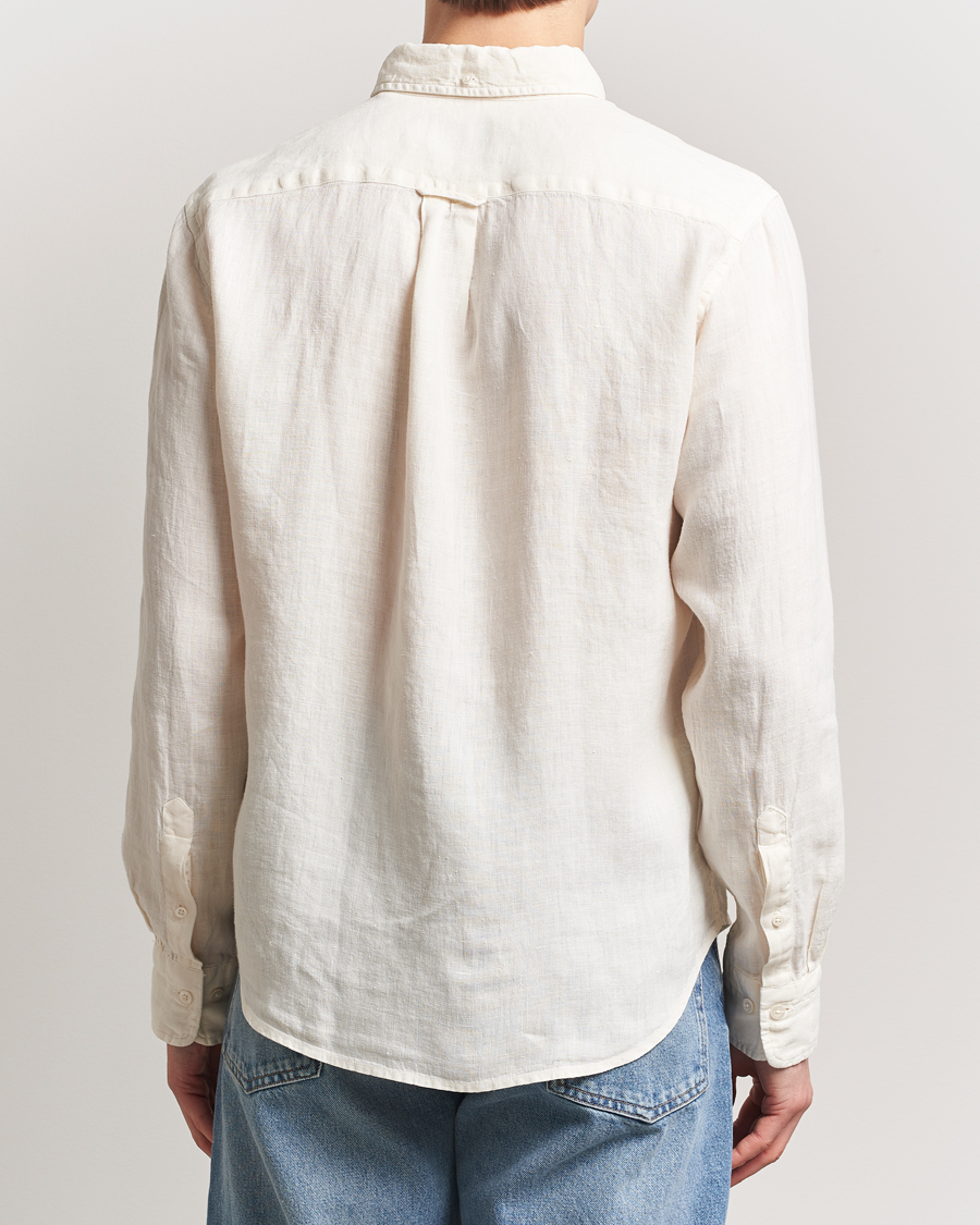 Herr | Skjortor | GANT | Regular Fit Garment Dyed Linen Shirt Cream