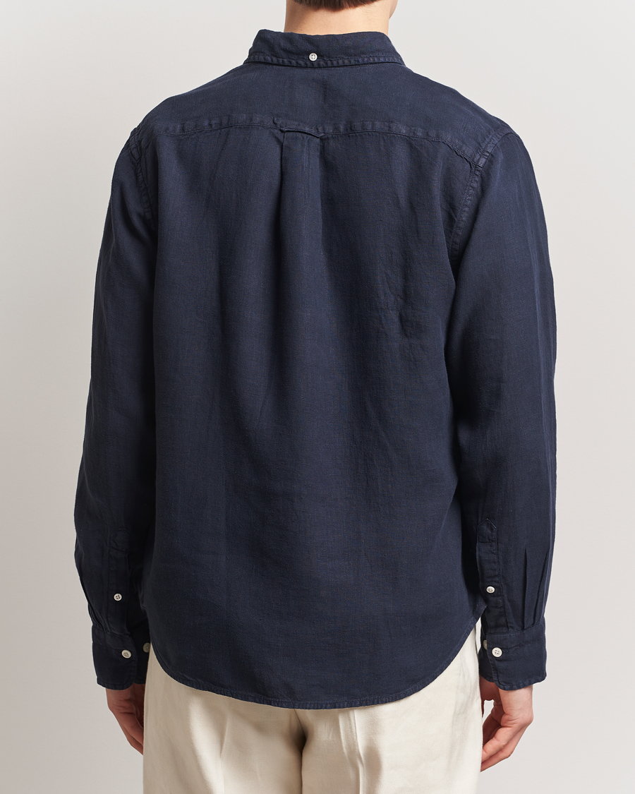 Herr | Skjortor | GANT | Regular Fit Garment Dyed Linen Shirt Evening Blue