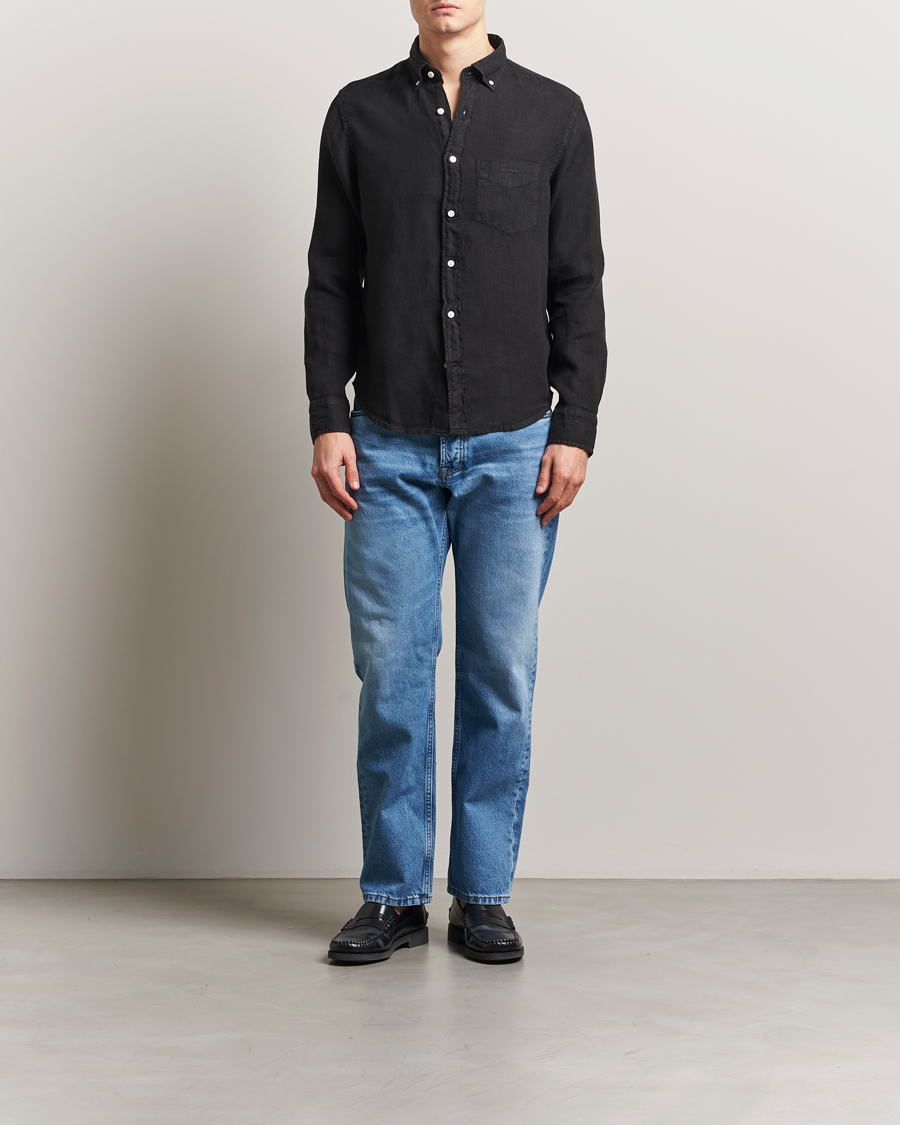 Herr | Skjortor | Gant | Regular Fit Garment Dyed Linen Shirt Black
