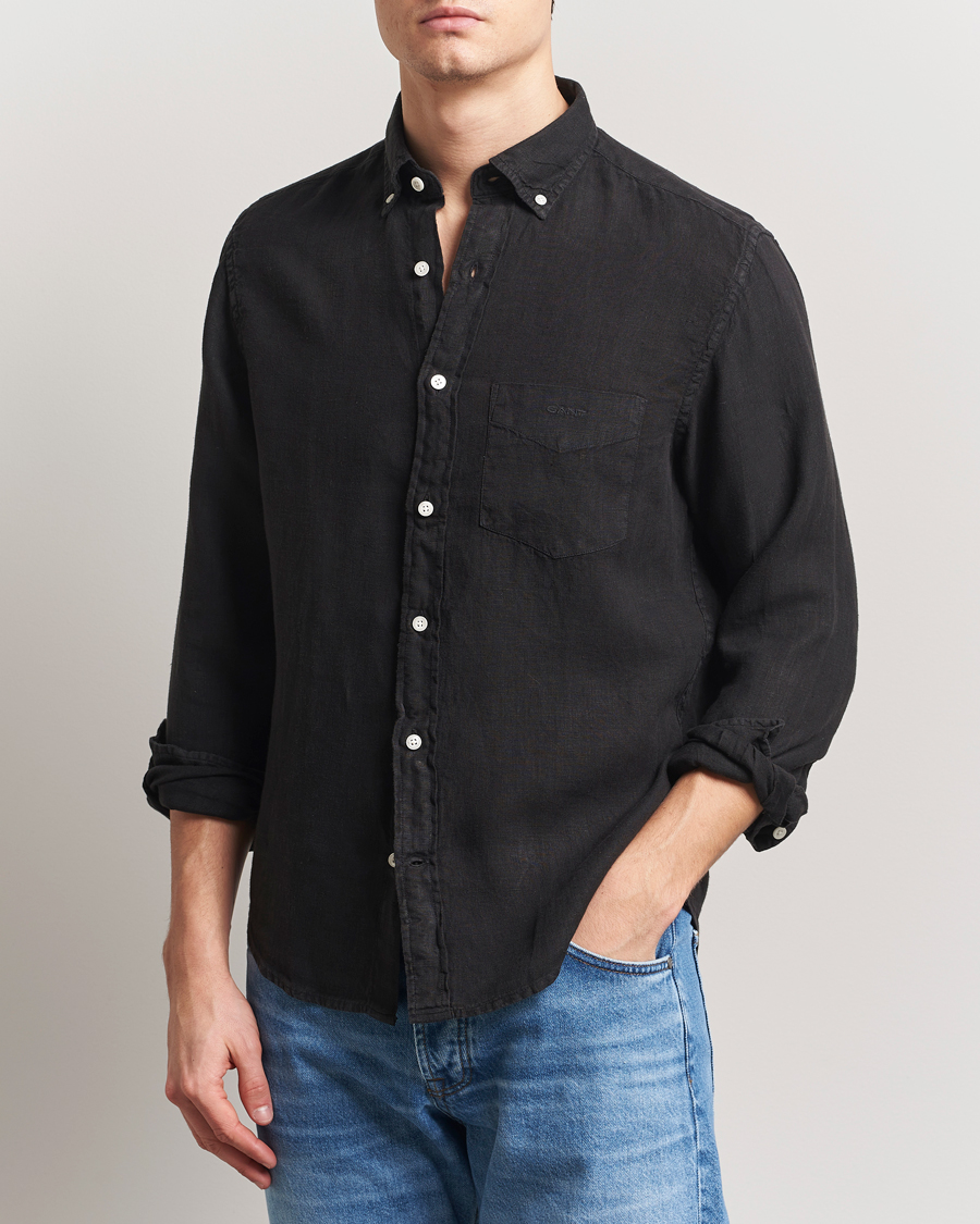 Herr | Skjortor | Gant | Regular Fit Garment Dyed Linen Shirt Black