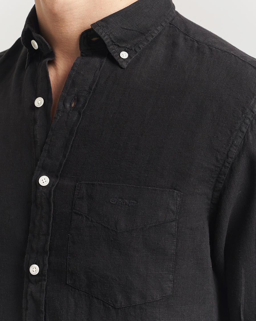 Herr | Skjortor | GANT | Regular Fit Garment Dyed Linen Shirt Black