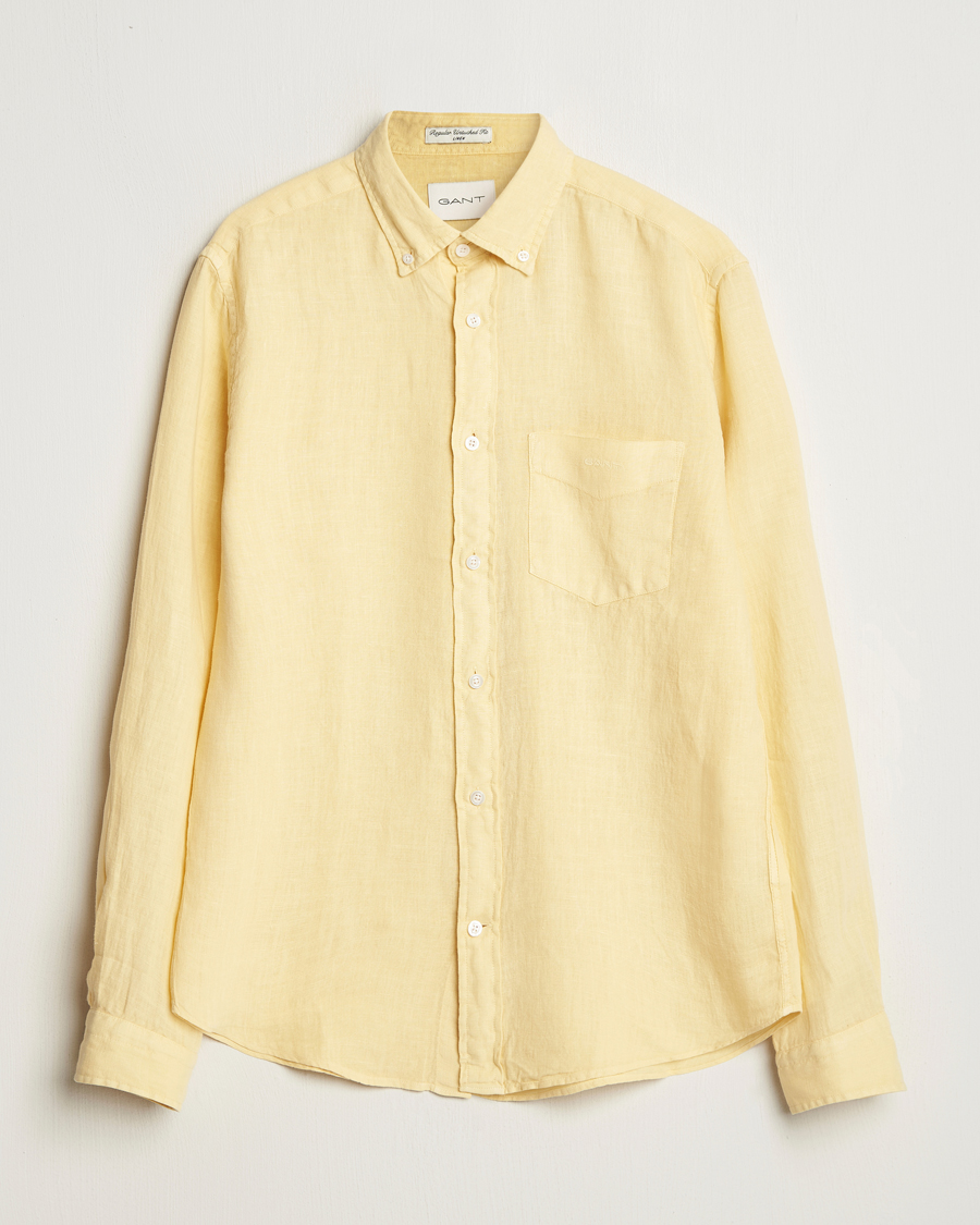 Herr | Skjortor | Gant | Regular Fit Garment Dyed Linen Shirt Dusty Yellow