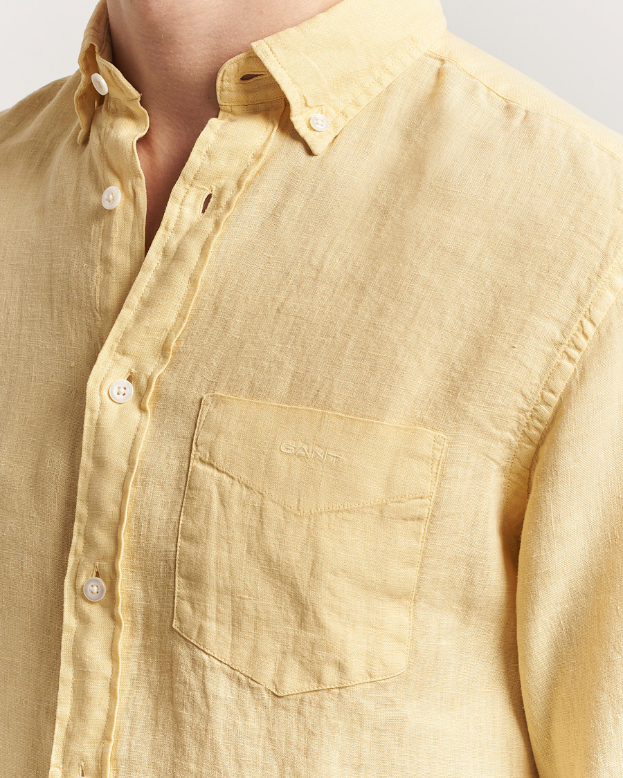Herr | Skjortor | GANT | Regular Fit Garment Dyed Linen Shirt Dusty Yellow