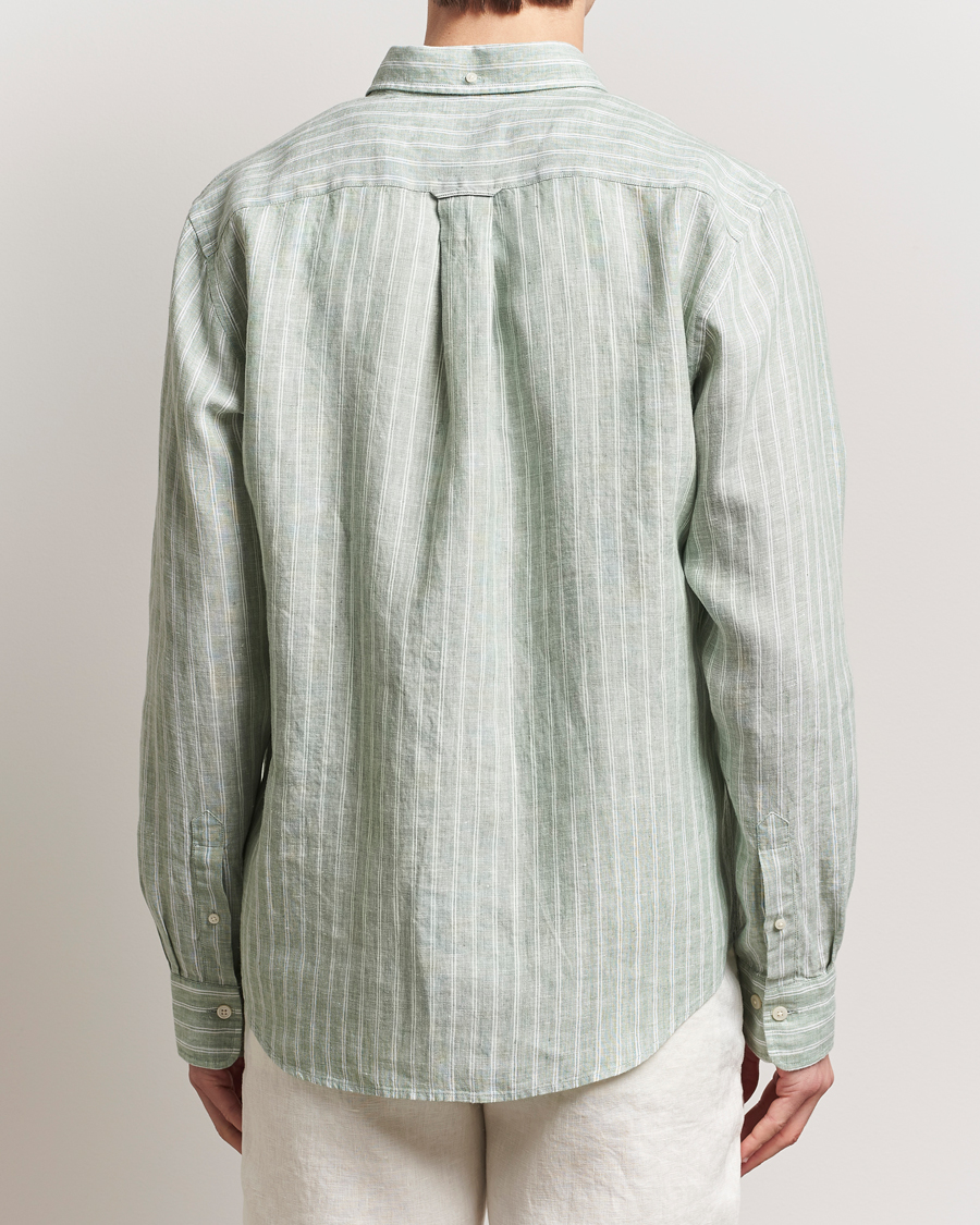 Herr | Skjortor | GANT | Regular Fit Linen Striped Shirt Kalamata Green