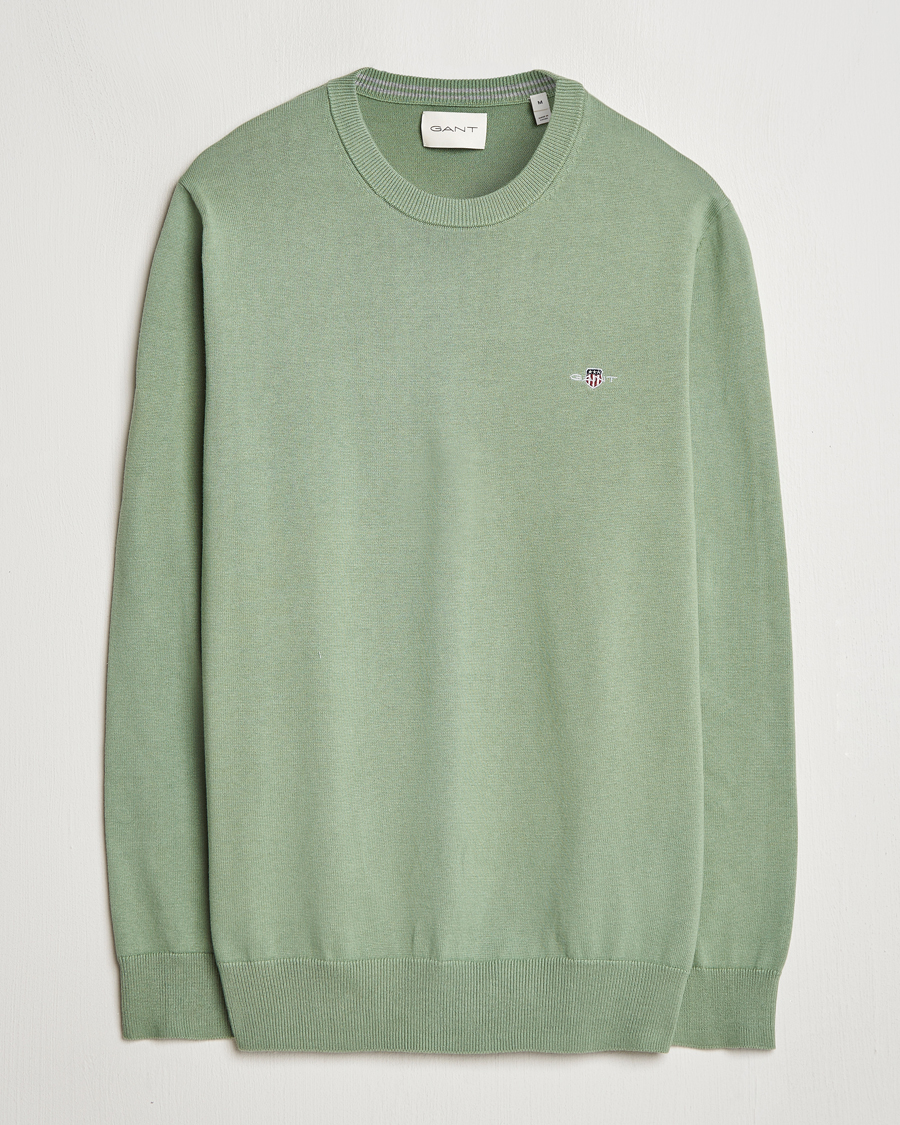 Herr | Tröjor | GANT | Classic Cotton Crew Neck Kalamata Green