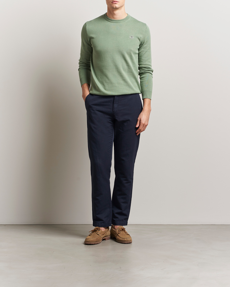 Herr | Tröjor | GANT | Classic Cotton Crew Neck Kalamata Green