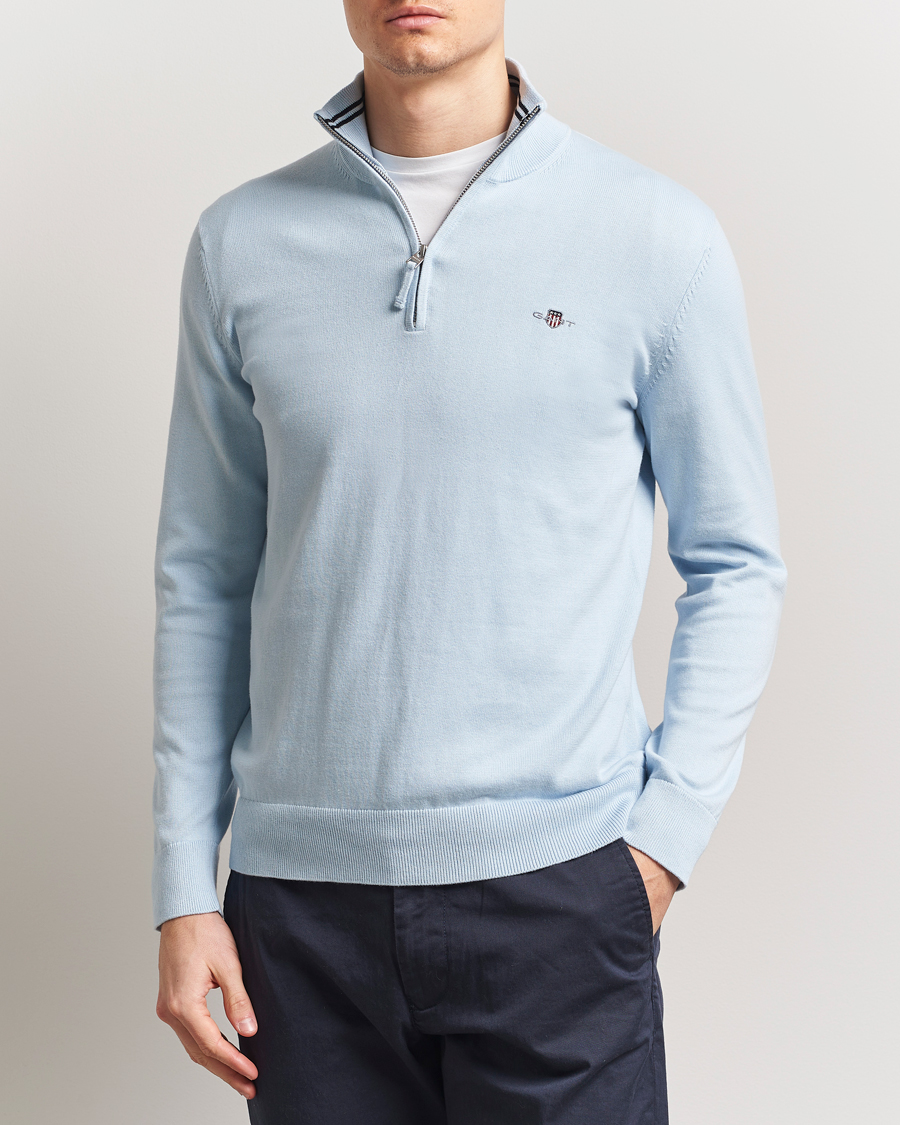 Herr | Tröjor | GANT | Classic Cotton Half Zip Fresh Blue