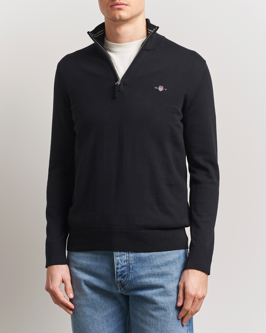 Herr | Tröjor | GANT | Classic Cotton Half Zip Black