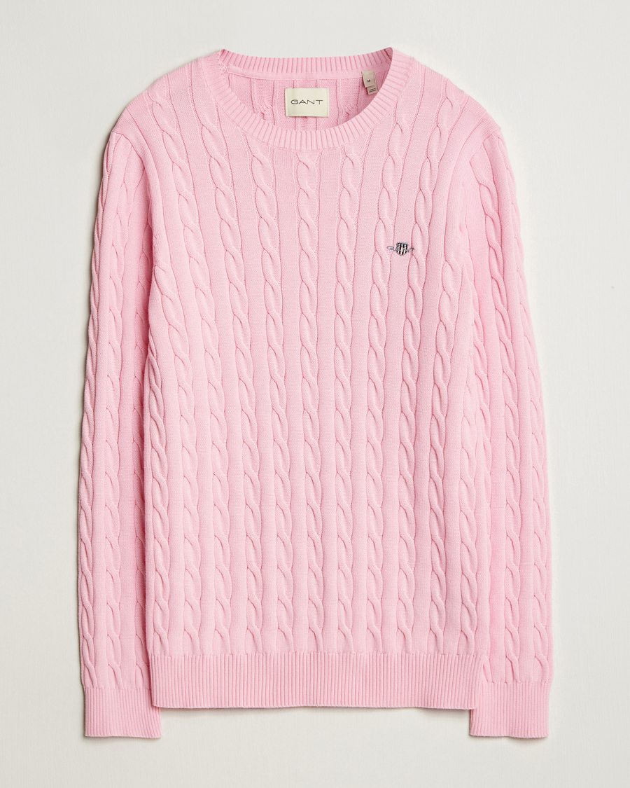 Herr | Tröjor | GANT | Cotton Cable Crew Neck Pullover California Pink