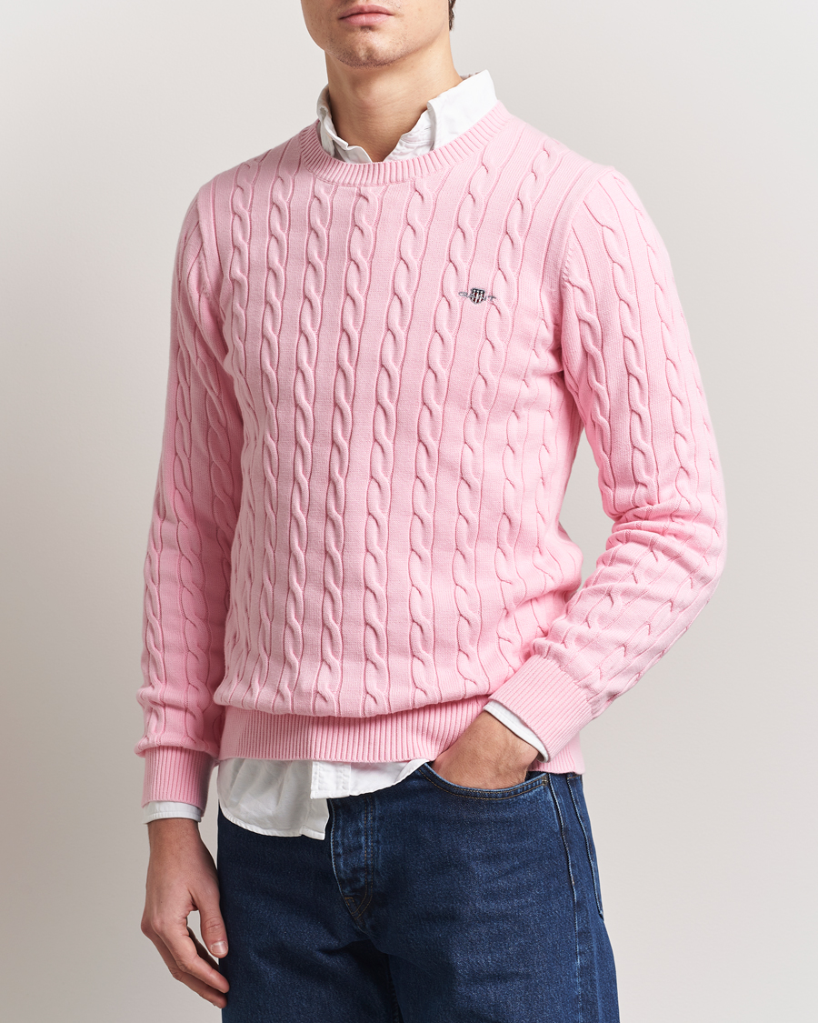 Herr | Tröjor | GANT | Cotton Cable Crew Neck Pullover California Pink