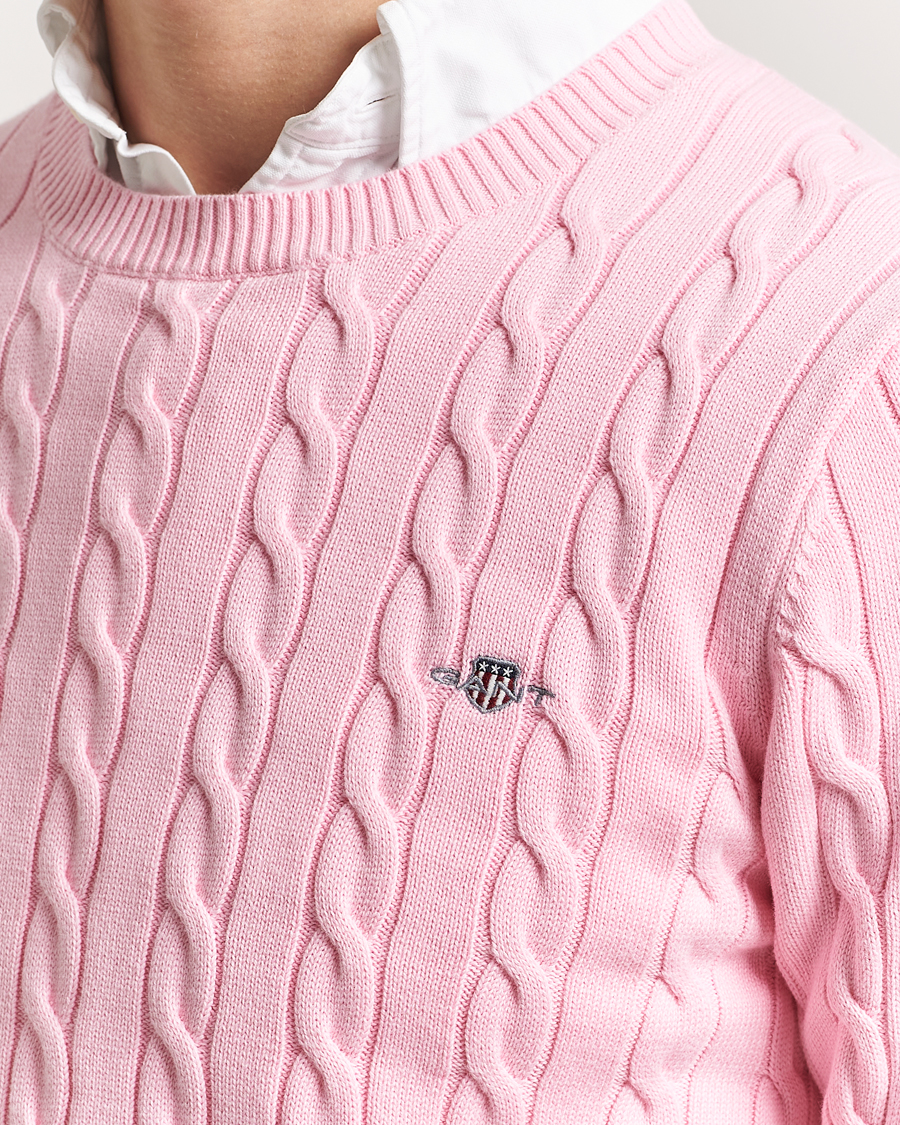 Herr | Tröjor | GANT | Cotton Cable Crew Neck Pullover California Pink