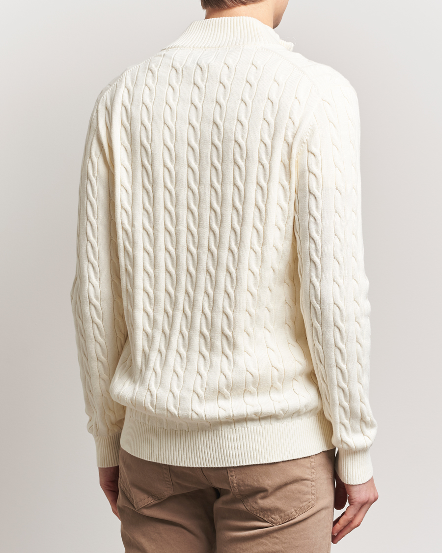 Herr | Tröjor | Gant | Cotton Cable Half Zip Cream