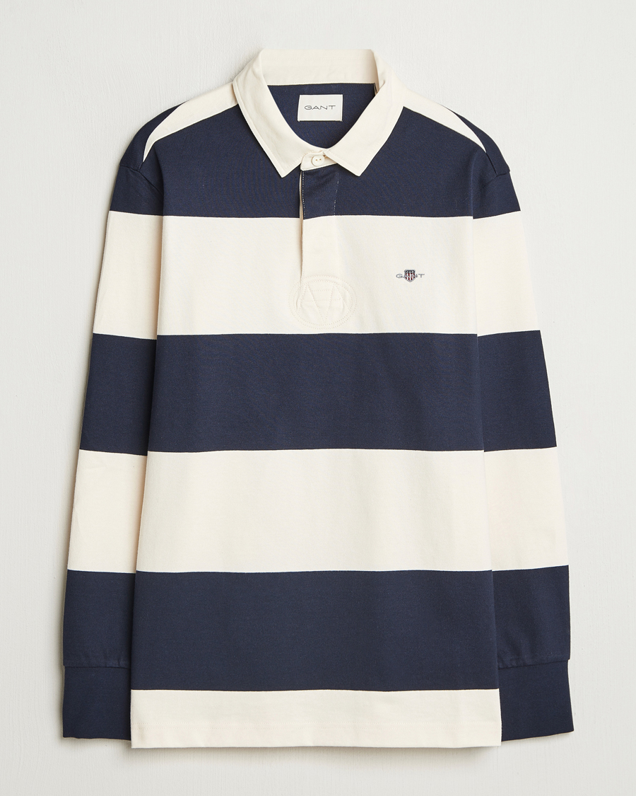 Herr | Tröjor | GANT | Barstriped Rugger Evening Blue
