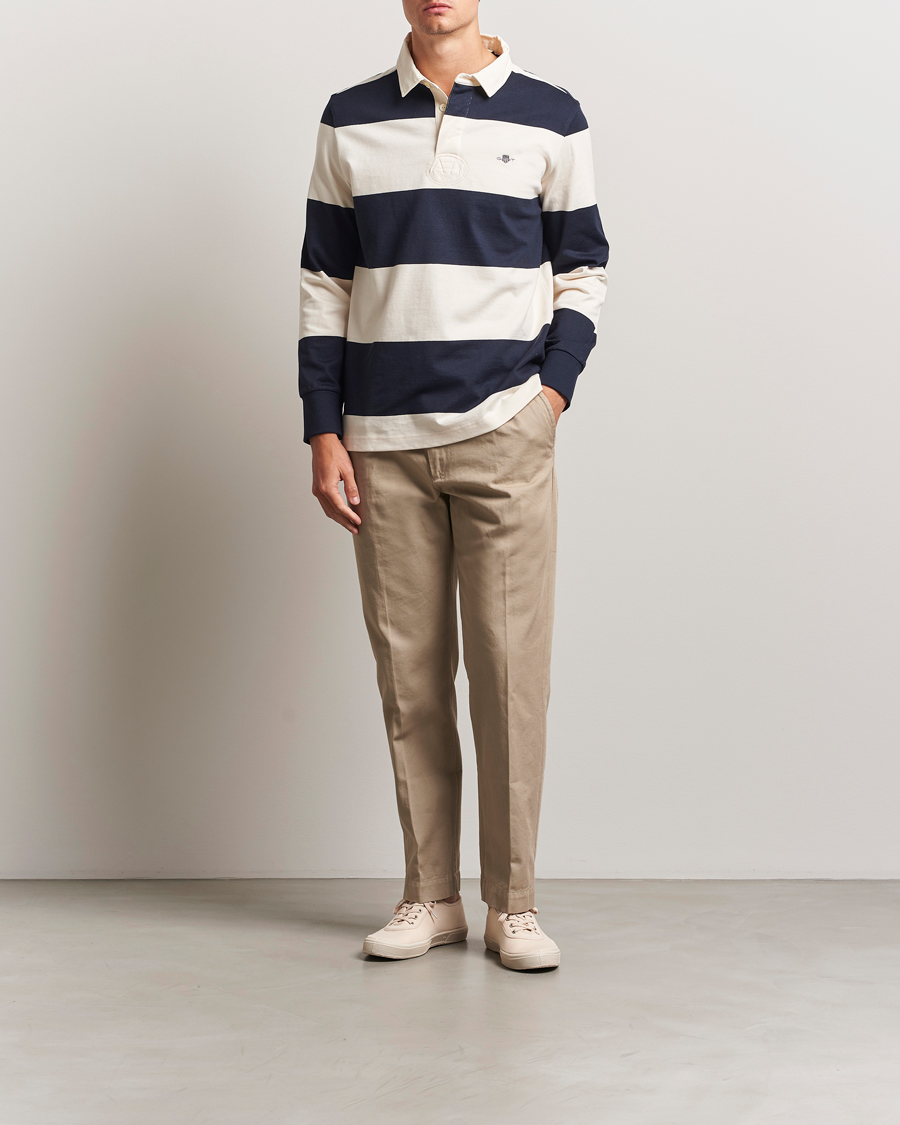 Herr | Tröjor | GANT | Barstriped Rugger Evening Blue