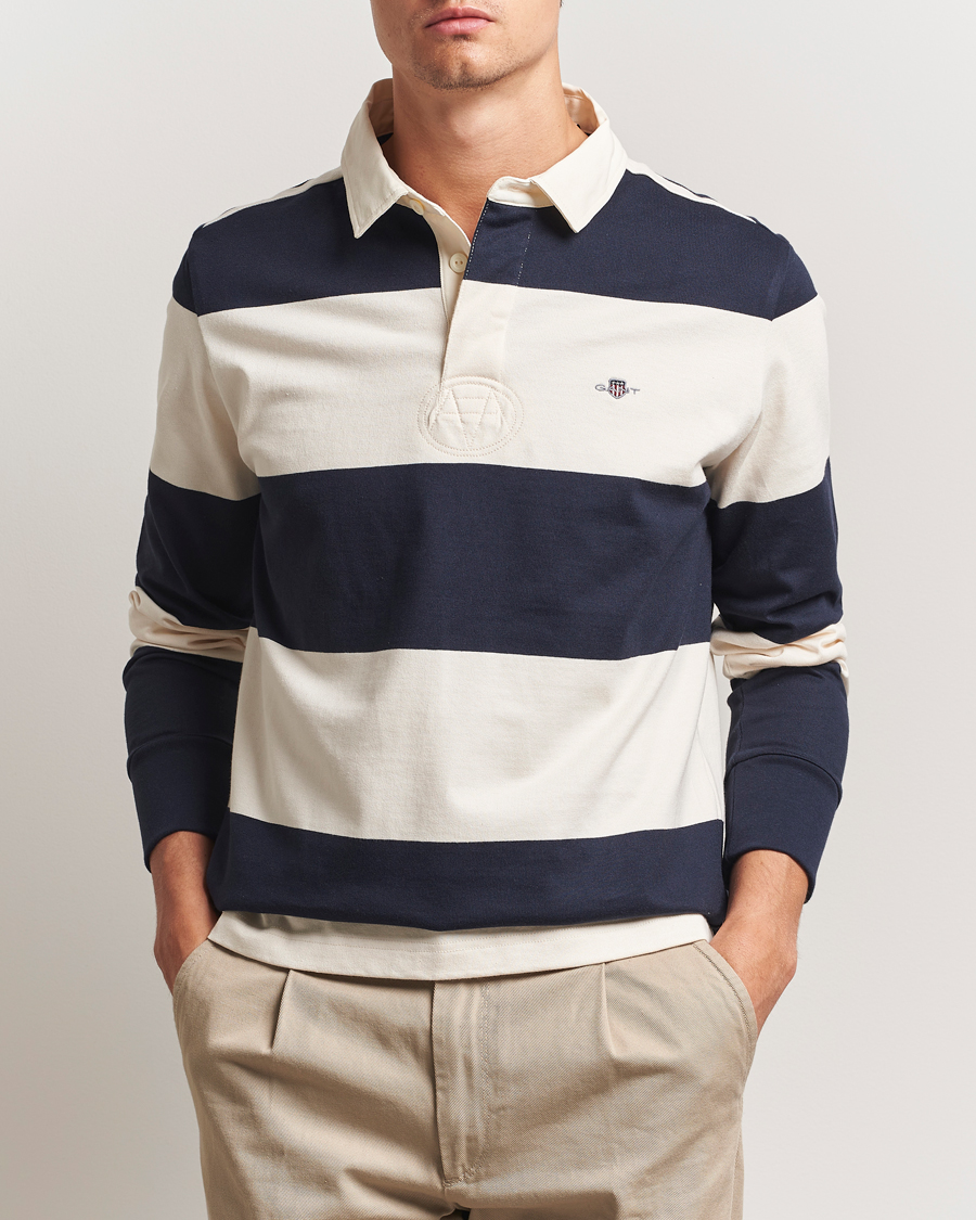Herr | Tröjor | GANT | Barstriped Rugger Evening Blue