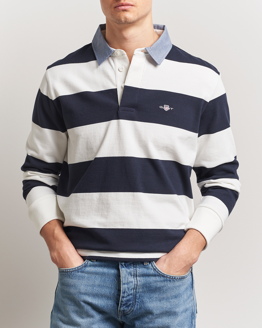 Herr | Tröjor | Gant | Chambray Barstriped Rugger Eggshell