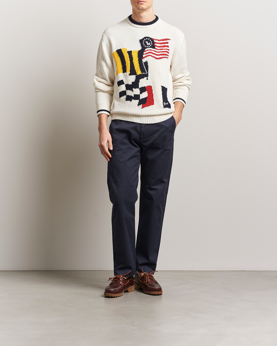 Herr | Tröjor | GANT | Flag Intarsia Knitted Sweater Eggshell