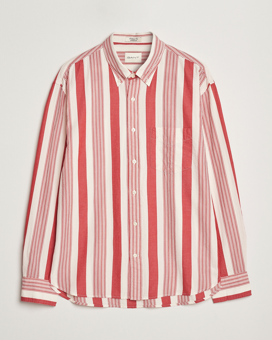Herr | Skjortor | GANT | Relaxed Fit Wide Striped Seersucker Shirt Ruby Red