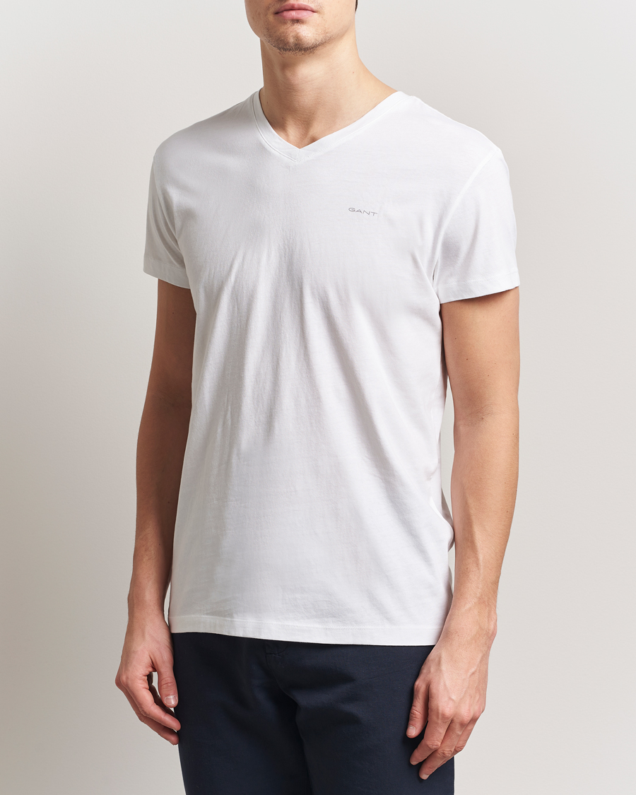 Herr | T-Shirts | GANT | 2-Pack V-Neck T-shirt Navy/White