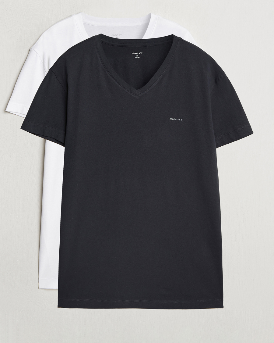 Herr | T-Shirts | GANT | 2-Pack V-Neck T-shirt Black/White