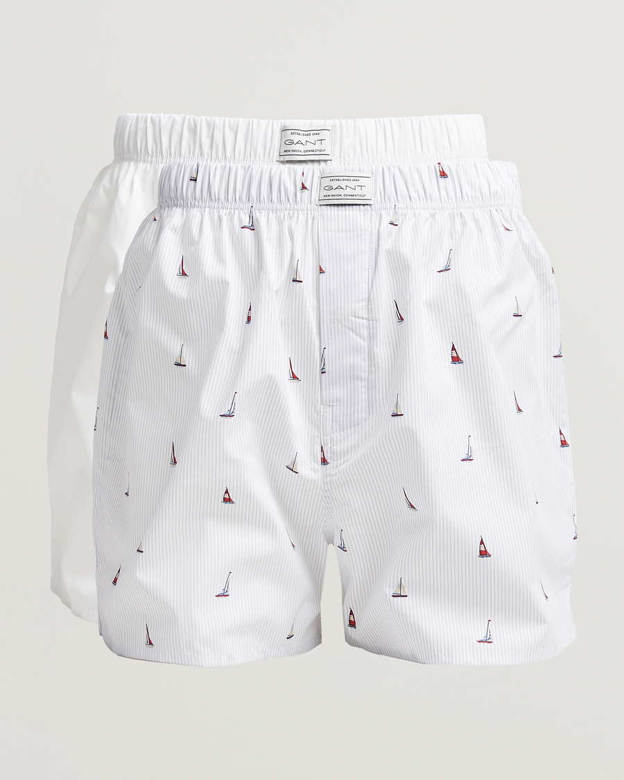 Herr | Underkläder | GANT | 2-Pack Boxer Shorts White/Blue