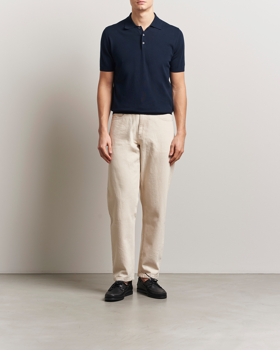 Herr | Pikéer | Altea | Short Sleeve Cotton Polo Navy