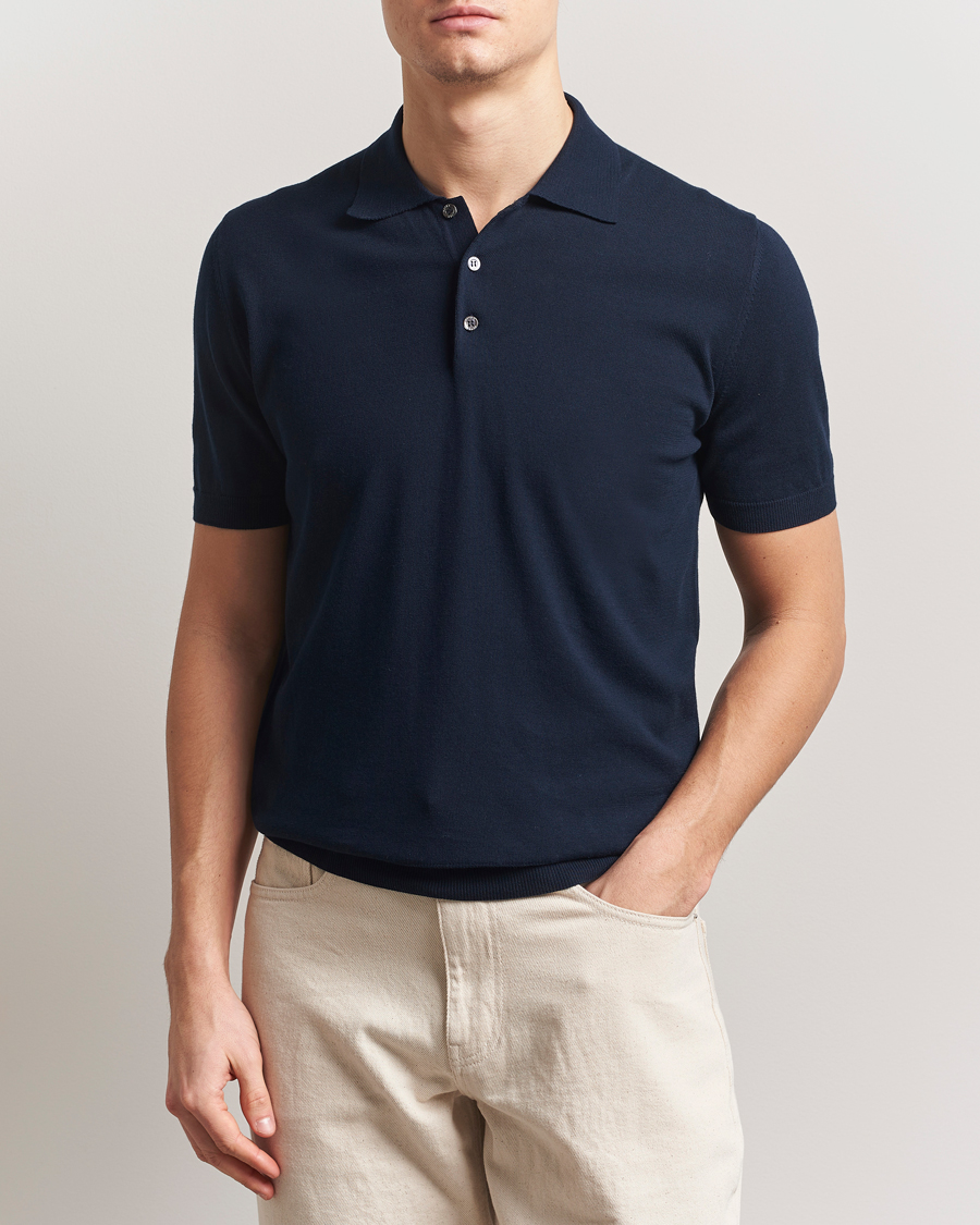 Herr | Pikéer | Altea | Short Sleeve Cotton Polo Navy